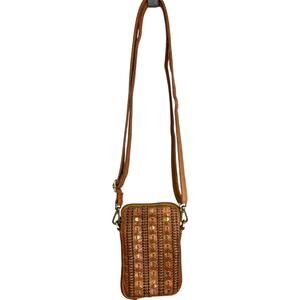Karma Of Charme Leather Crossbody Purse Cognac Italian Leather Bohemian Retro